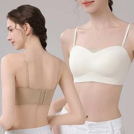 Sutiã sem fio invisível volta sem costura fina fundação de verão